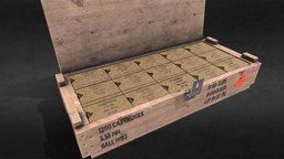Wooden ammo crate crate, ammo, midpoly, box, mid-poly, ammobox, military