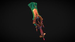 The Yokai Catcher || Sword Fantasy Stylized ancient, overwatch, jade, weapon, lowpoly, sword, stylized, fantasy, wow, gold, gameready