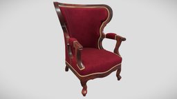 Victorian living room armchair victorian, castle, red, armchair, luxury, furniture, gothic, decorations, velvet, 19th-century, gameprops, pbr, chair, wood, interior, livingroom, gameready, living-room-furniture