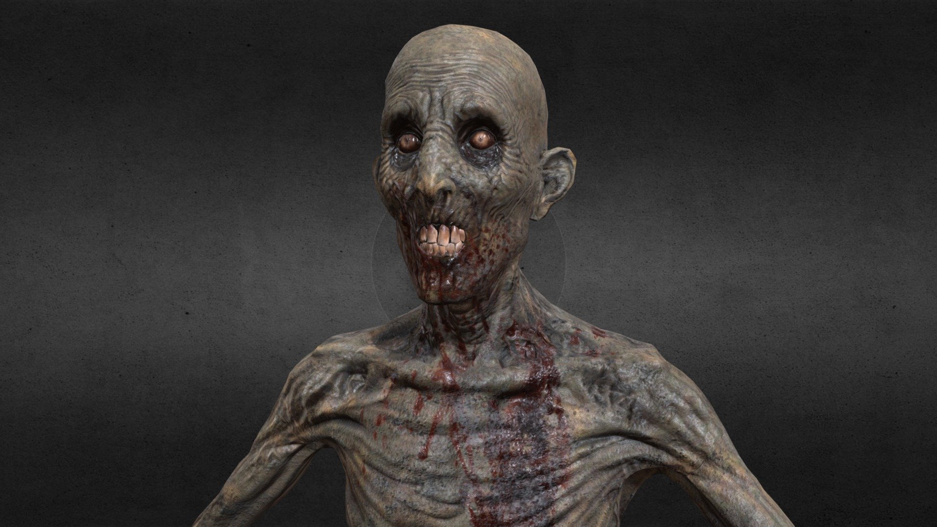 Game Ready Low Poly Model. Unreal Engine and Unity 3D - Decayed Zombie C - 3D model by ssaraksh 3d model