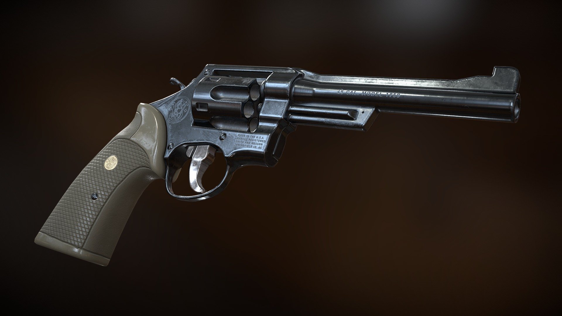 A game ready model of a smith and wesson revolver 3d model