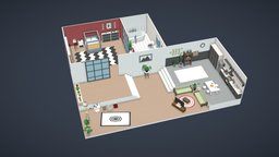 Low Poly Apartment n3 room, flat, pack, apartment, collection, furniture, props, package, houseware, houseroom, architecture, cartoon, lowpoly, house, home, building, interior, modular, environment, exteriors