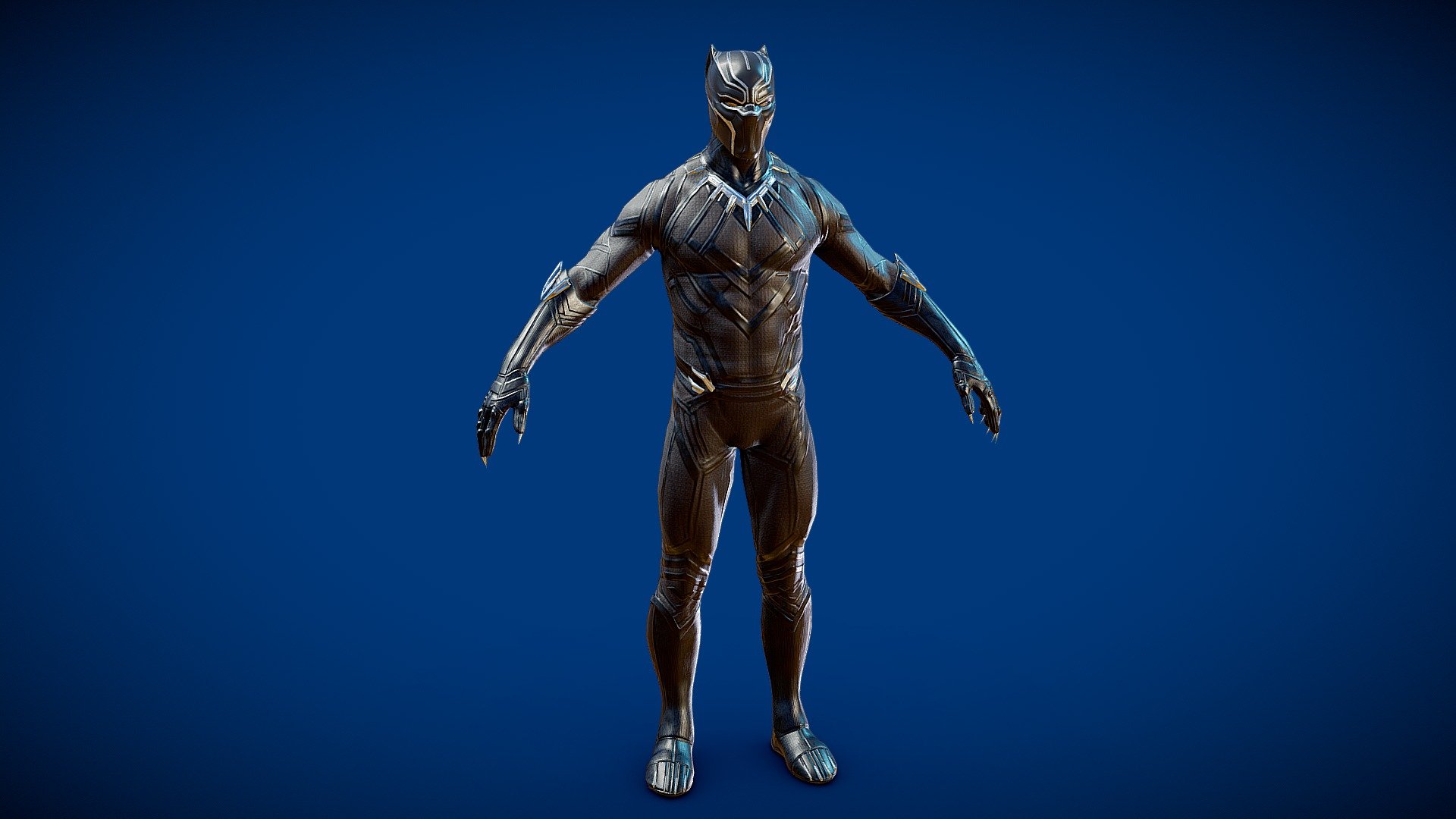 Black Panther WIP. Modeled for an AR app with the Marvel License. I didn't quite get to finishing this but I liked the direction it was going in. Hopefully I can find the time to finish it 3d model