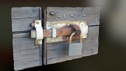 Lock wooden, rusty, old, door