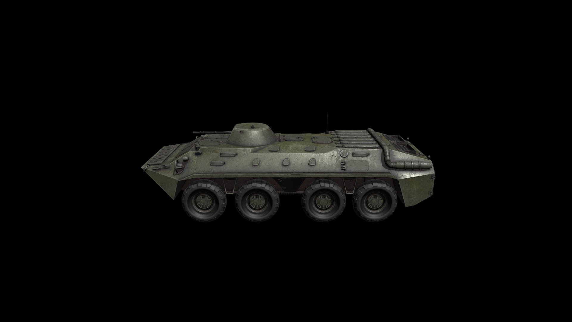 The Soviet armored personnel carrier is a combat wheeled floating armored vehicle for transporting personnel of motorized rifle units and their fire support, including in conditions of the use of weapons of mass destruction 3d model