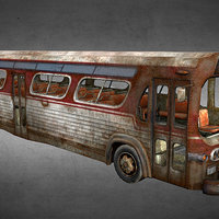 Rusty old bus rusty, bus, old, postnuclear, unity, asset, mobile, 3dmodel