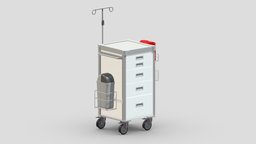 Medical Cart 02 PBR Realistic scene, room, device, instruments, set, element, unreal, laboratory, generic, pack, equipment, collection, ready, vr, ar, hospital, science, machine, engine, medicine, real, pill, unity, asset, game, 3d, pbr, low, poly, medical, interior