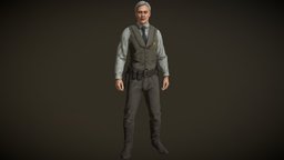 Cowboy Character PBR Game Ready west, wild, gunslinger, cowboy, western, ranger, old, character, man, male
