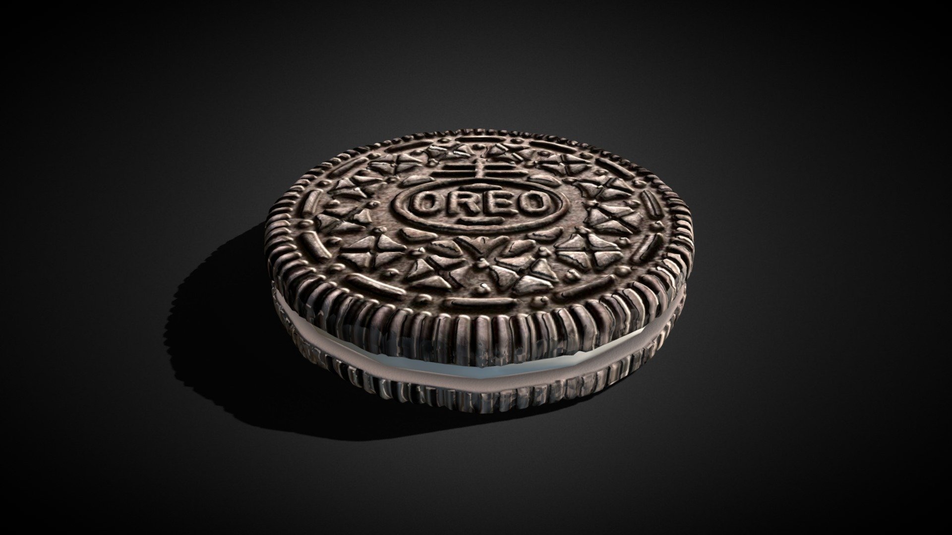 An Oreo cookie made for a practice could work for renders it has 82004 verts 41014 polys and 82028 tris the textures 2048 X 2048 and are PBR Diffuse, Metal, Roughness and Normal Map if you need game assets or STL files I can do commission works 3d model