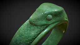 Ouroboros snake ring V5 (JADE ) ancient, jewelry, ornament, snake, ouroboros, snack, magical, golden, metallic, fantacy, jade, jewelry-3d-design, pbr-texturing, asset, gameart, gameasset, ring, rings, gold, snake-ring, jade-ornament