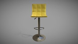 Yellow vinyl padded bar stool Low-poly 3D model stool, props, chair, decoration