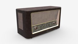 Vintage radio 02 music, sound, musical, vintage, retro, media, broadcast, antique, classic, audio, old, station, tuner, frequency, 3d, pbr, radio