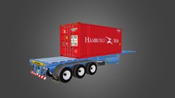 40Ft Skeleton Trailer w/Cargo truck, simulator, cargo, game, 3dsmaxpublisher, container