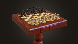 Chessboard Table white, videogame, table, pawn, bishop, queen, rook, strategy, king, realistic, game-ready, game-asset, squares, strategygame, low-poly, game, pbr, lowpoly, horse, gameasset, chess, black, knight, gameready, chesboard