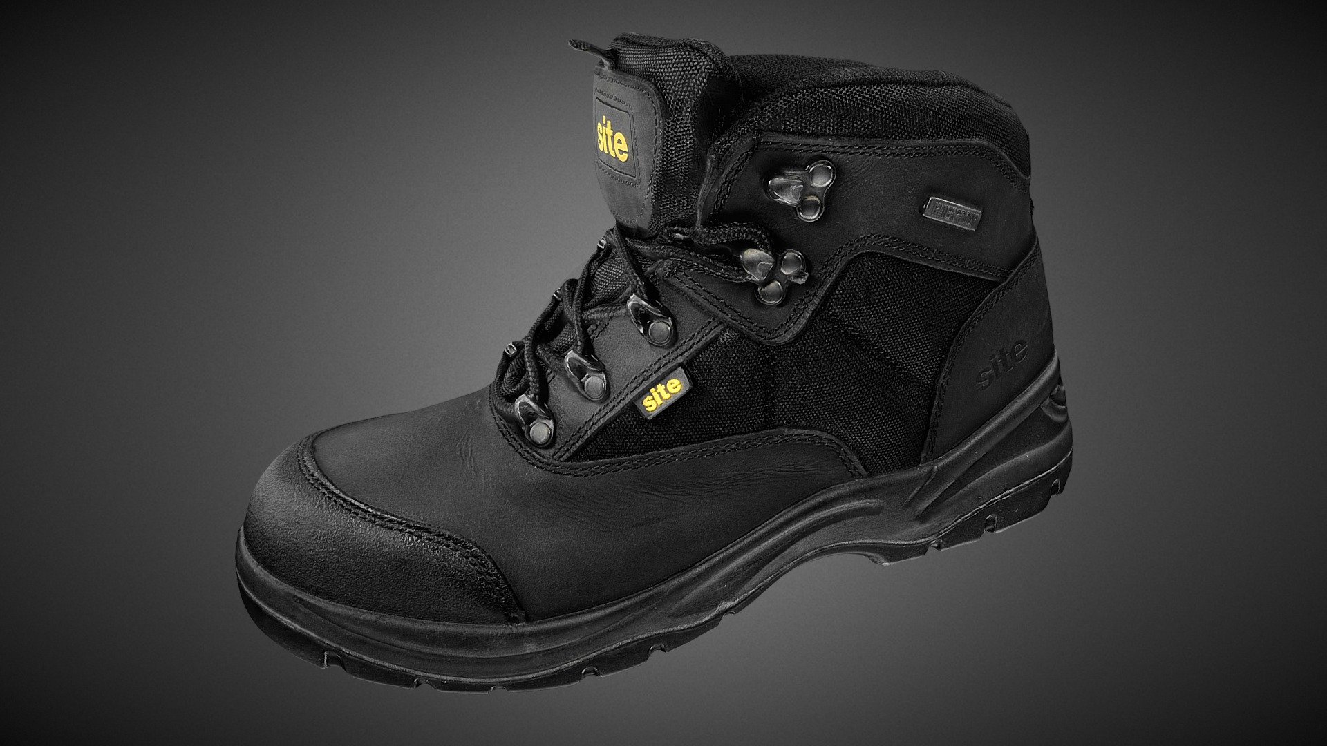 Sitesafe black boots - 2018.  Photogrammetry + HD texture - Sitesafe  black safety boot 2018 - 3D model by Thinkscan Solution (@thinkscan3d) 3d model