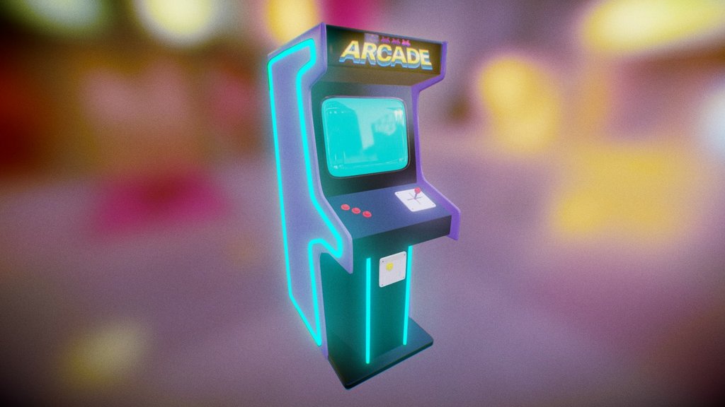 High-poly Neon Arcade Machine in synthwave style - Arcade Machine - Download Free 3D model by Nikita Borovkov (@NickBorovik) 3d model
