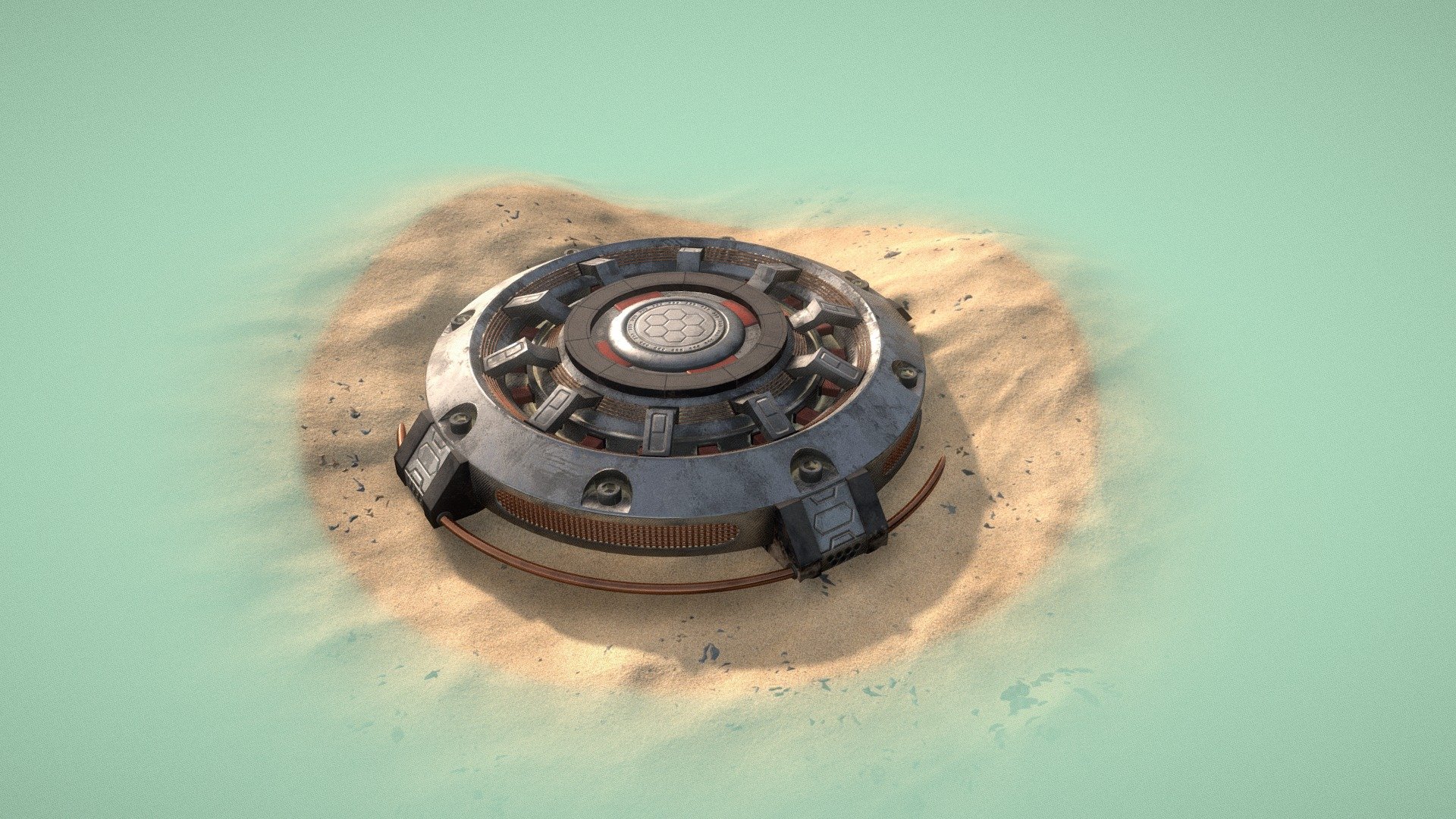A Sci-Fi Explosive mine made in blender and shaded in substance painter. make sure to show me some love and leave a like and comment and share this everywhere. feel free to use this is any kinda project you have 3d model