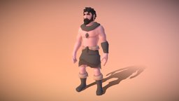 Primal human | Male strategy, game-model, civilization, character, low-poly, model, stylized, human