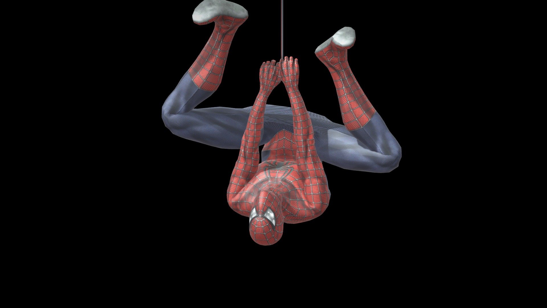 Rami Spider-Man Hanging Upside down from a web Not my model so no download
Link:https://sketchfab.com/3d-models/spider-man-sam-raimi-e4b9e1c03b85475bb39e0c9516c1402e - Spider-Man Upside down Model - 3D model by AwesomeBlox044 3d model