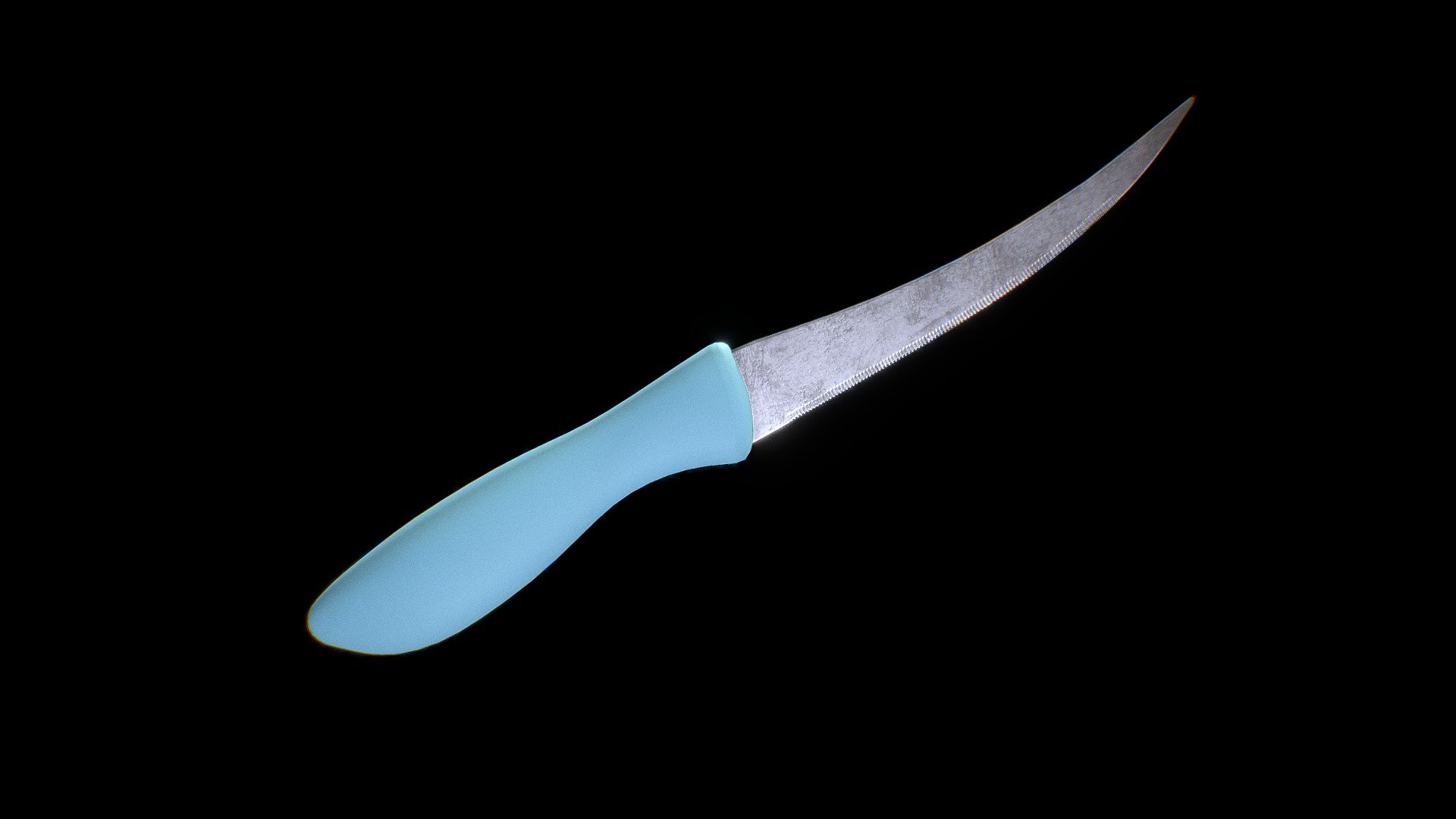 Kitchen model of a knife for cutting fruits and vegetables. The model was created in latest version of Blender and textured in Substance Painter.

4096 x 4096 resolution of textures.

BaseColor Normal Metalness Ambient Occlusion Roughness Textures - PNG - Knife blue grip - Buy Royalty Free 3D model by 3dJNCTN (@surajrai18.sr) 3d model