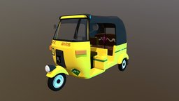Auto Rickshaw three, auto, rickshaw, wheeled, low-poly