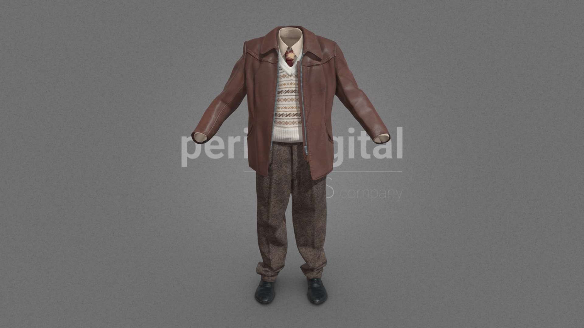 Shirt, tie, pullover, leather jacket, trousers, black shoes

Our “40s Fashion” collection consists of several sets, which you can use in your audiovisual creations, extracted and modeled from our catalog of photogrammetry pieces.

They are optimized for use in 3D scenes of medium/high polygonalization and optimized for rendering.

We do not include characters, but they are positioned for you to include and adjust your own character.

They have a model LOW (_LODRIG) inside the Blender file (included in the AdditionalFiles), which you can use for vertex weighting or cloth simulation and thus, make the transfer of vertices or property masks from the LOW to the HIGH** model.

**We have included the texture maps in high resolution, so you can make extreme point of view with your 3D cameras, as well as the Blender file so you can edit any aspect of the set.

Enjoy it.

Web: https://peris.digital/ - 40s Fashion Series - Man 01 - Buy Royalty Free 3D model by Peris Digital (@perisdigital) 3d model