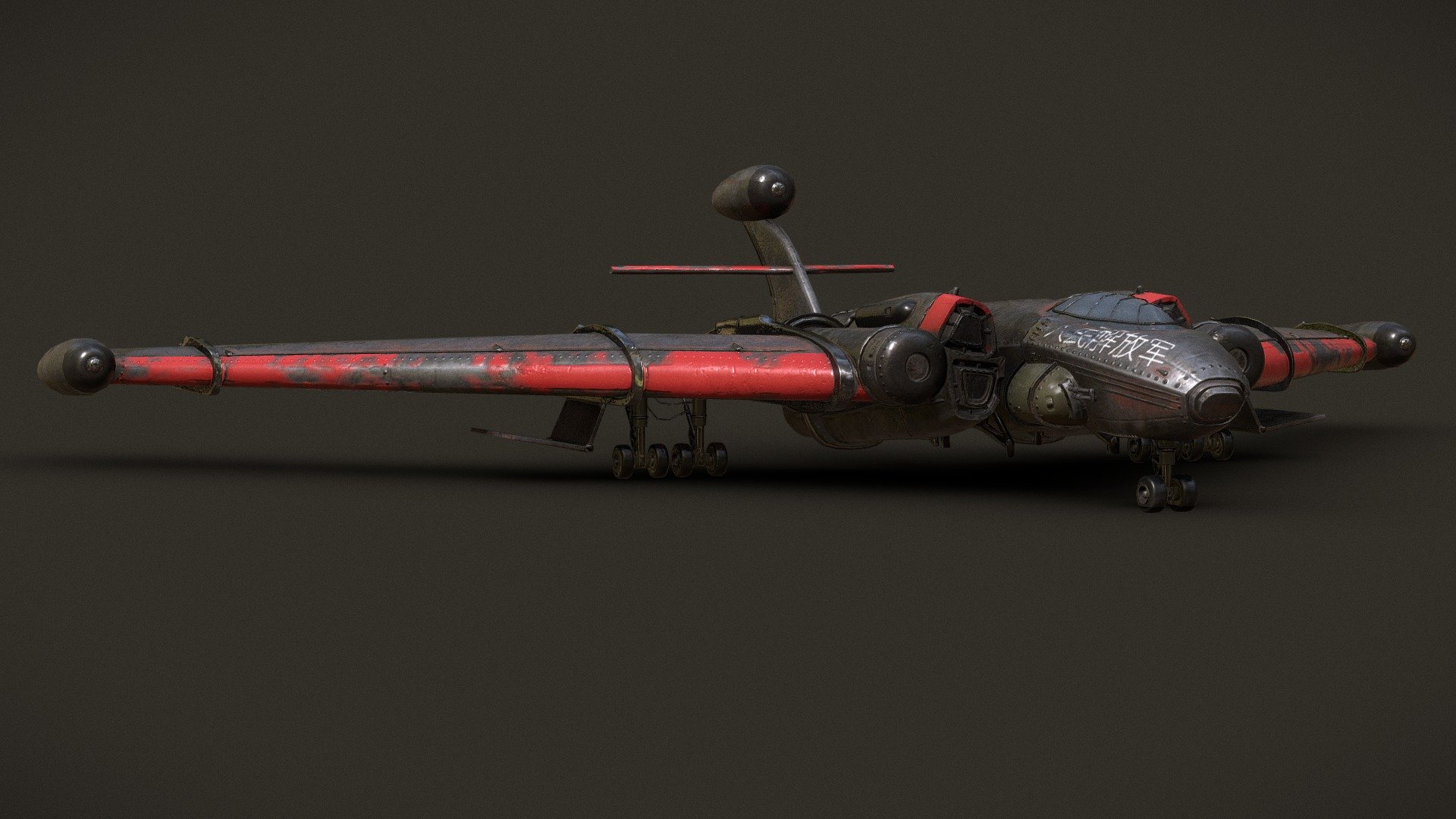I recently purchased a fallout 4 artbook. Inspired by retrofuturism, I decided to imagine what a Chinese air force plane might look like - Fallout 4 chinese aircraft - 3D model by Nokken 3d model