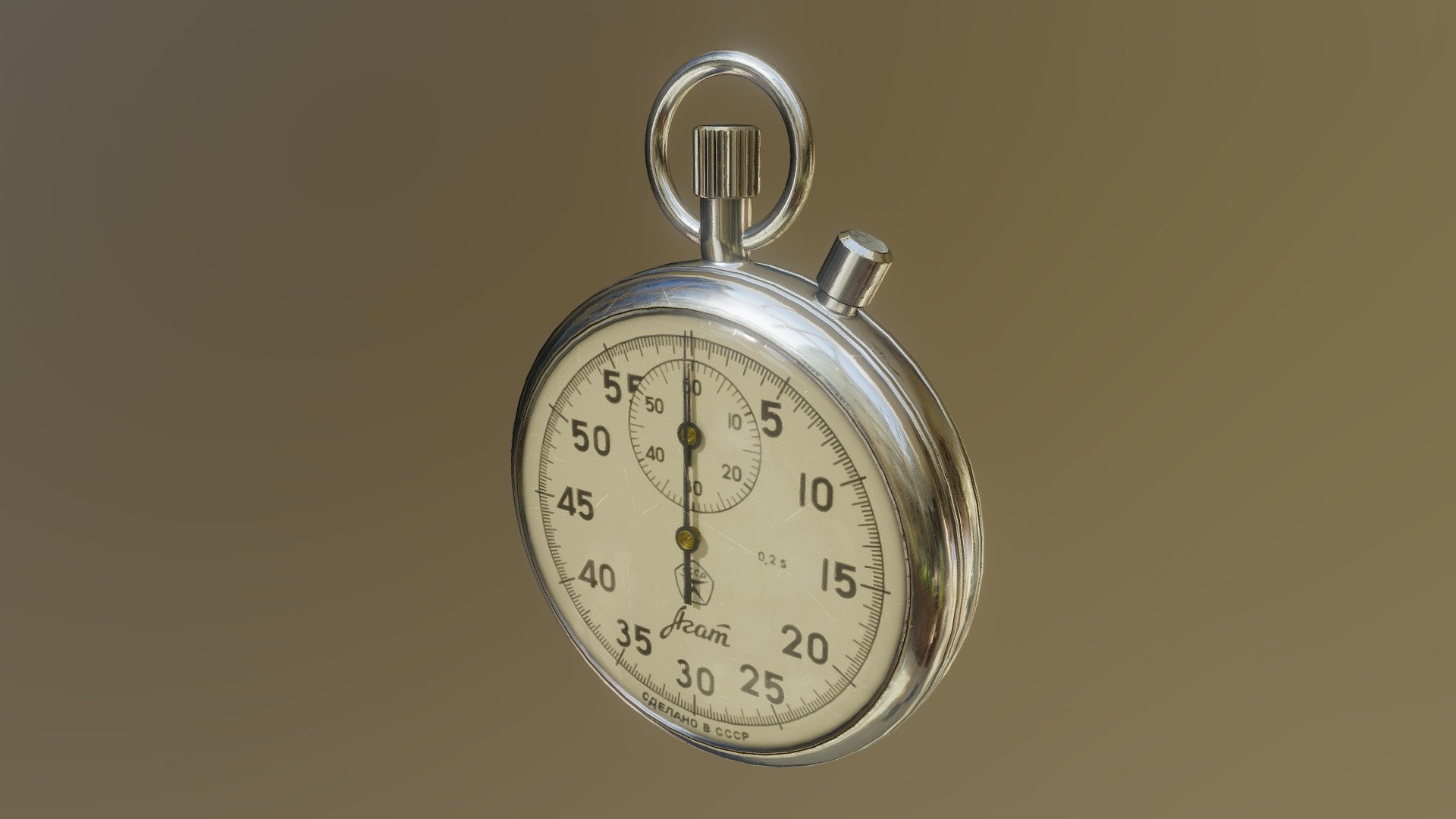 Agat stopwatch was produced in Soviet Union. 
Inspired by my childhood when I played with the same stopwatch 3d model