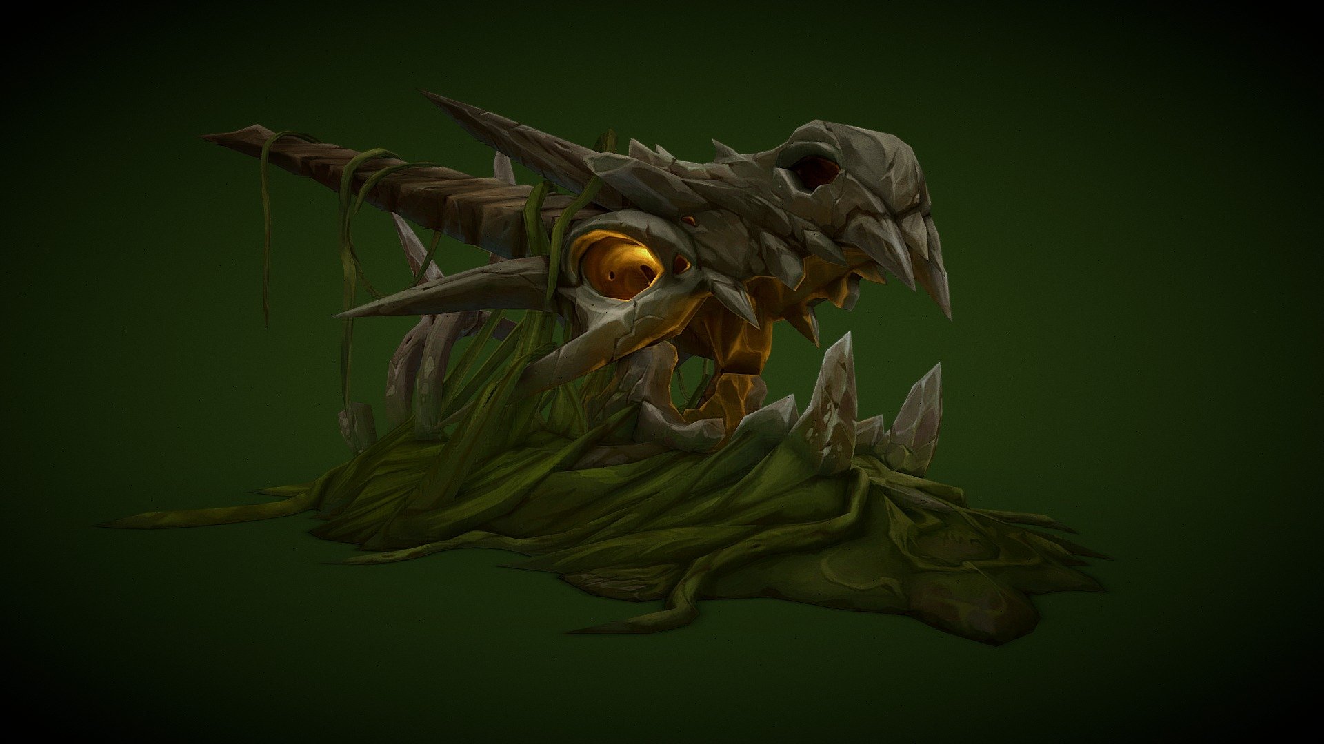 Swamp Dragon Skull

Mobile game asset.
Entrance to a temporary location.
6k tris.
Hand Painted 3d model