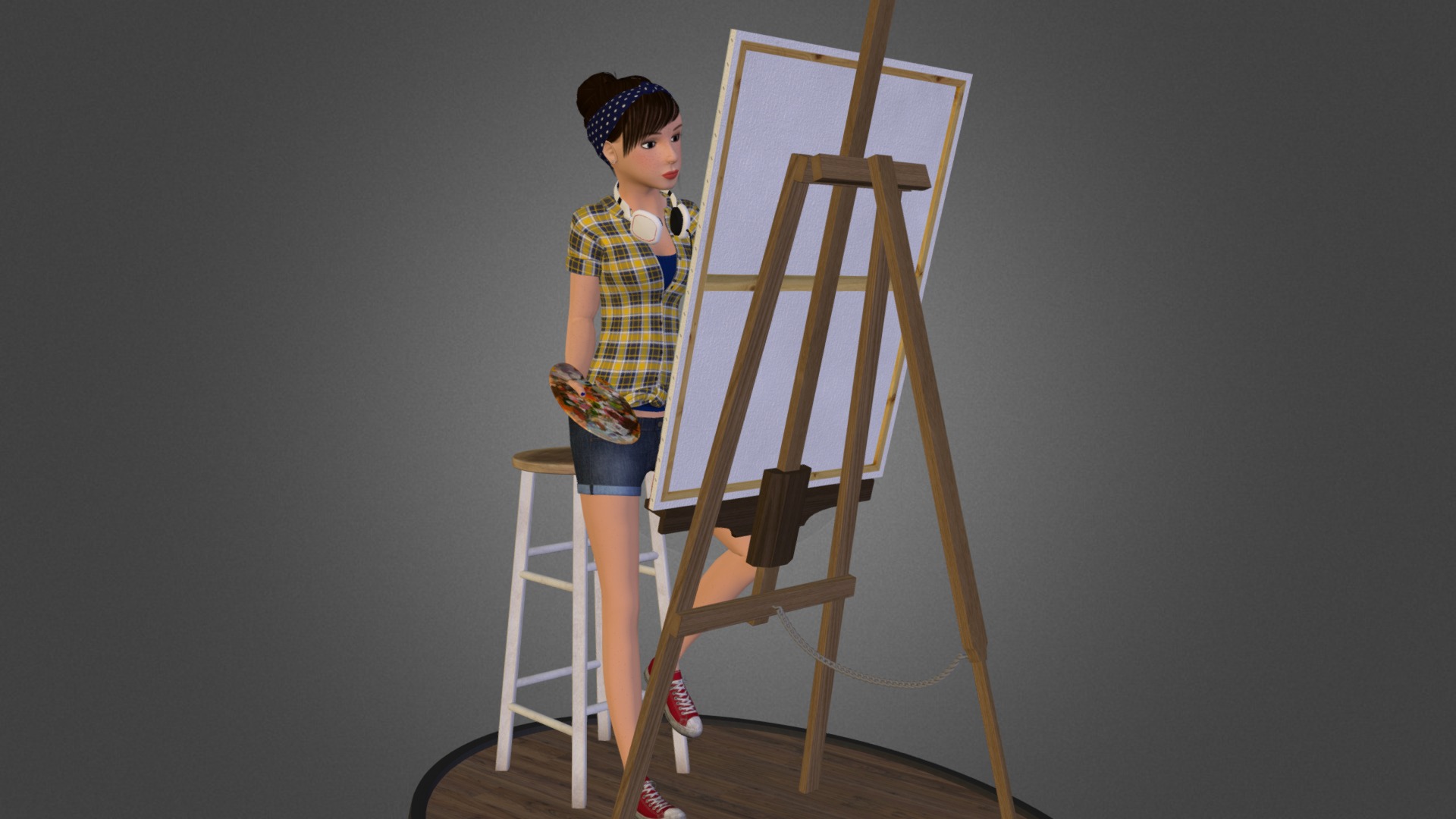 Emily The Painter - 3D model by henryh89 3d model