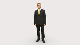 Young Man With Striped Yellow Tie 0702 style, fashion, beauty, clothes, miniature, figurine, young, color, realistic, printable, success, 3dprint, man