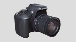 Canon T7i 800D DSLR Camera PBR photorealistic, vr, ar, sensor, realistic, manual, focus, game-ready, optimized, unreal-engine, game-asset, game-model, low-poly-model, game-engine, camera-3d-model, camera-vintage, camera-lens, unity, low-poly, digital, cmos