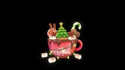 Christmas Cup cute, christmas, candy, chocolate, reindeer, lolipop, yummy, marshmallows, christmas-tree, animation3d, animation, cup