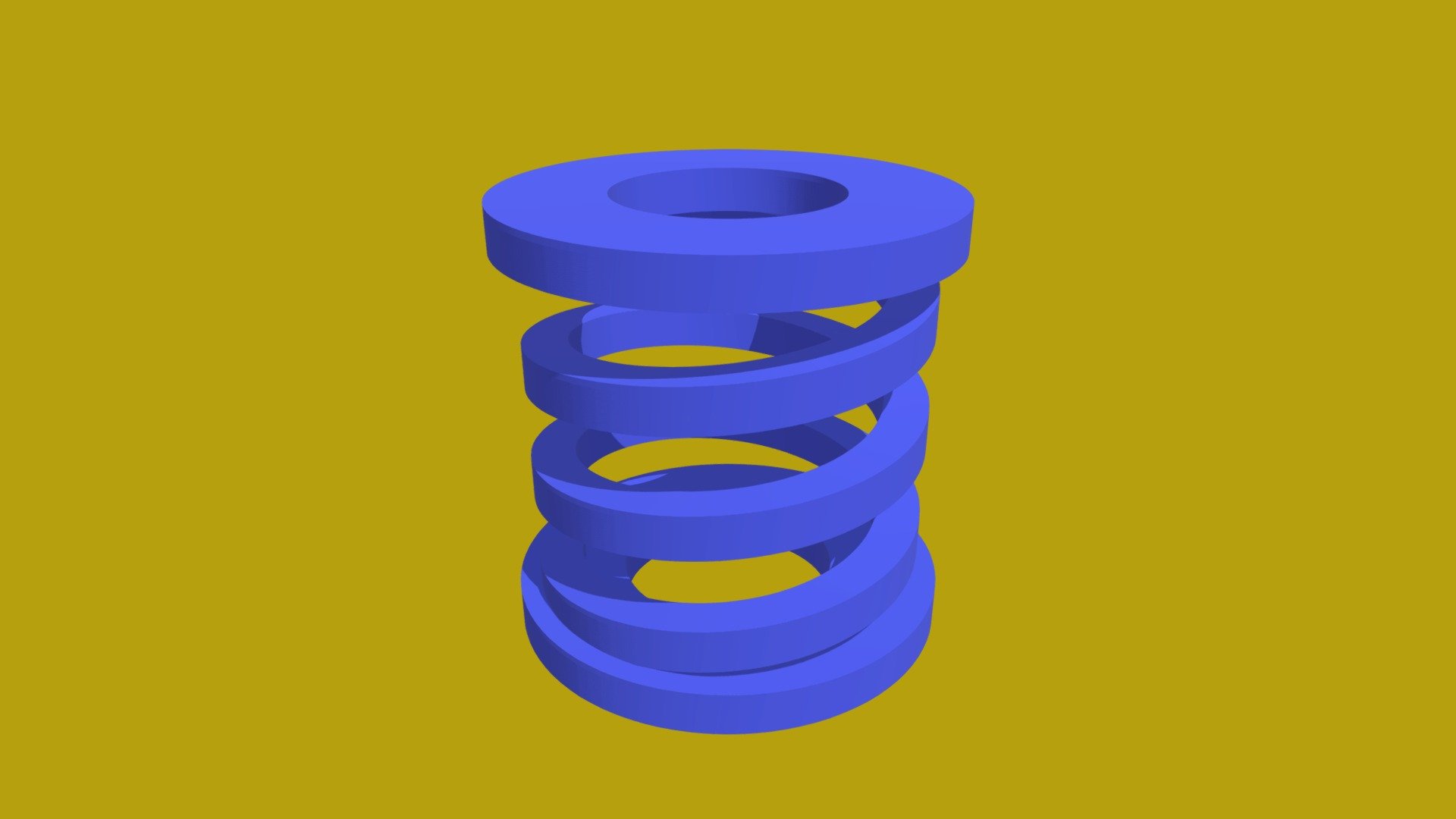 Á coil spring with a hole throughits´end-plates to allow it to slide on shafts or other features. It is a solid model with mechanical properties, and so will interact with other models.  Changing the material will alter the stiffness (and so the deflection under a certain load): But scaling in  the radial dimension willdo the same thihng 3d model