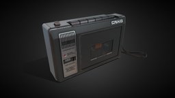 Craig 2629 Handheld Cassette Player/Recorder plant, unreal, realtime, audio, props, recorder, cassette, unrealengine4, props-assets, props-game