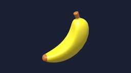 Banana Icon object, food, fruit, organic, banana, icon, fresh, yellow, sweet, health, diet, vegetable, vegetarian, healty, nutrition, healthy, 3d