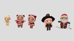Cute Characters Santa Chibi Witch bears fairy bear, cute, santa, fairy, charactermodel, nounours, chibi-character, caracteres, chibimodel, character, blender, witch, sorciere