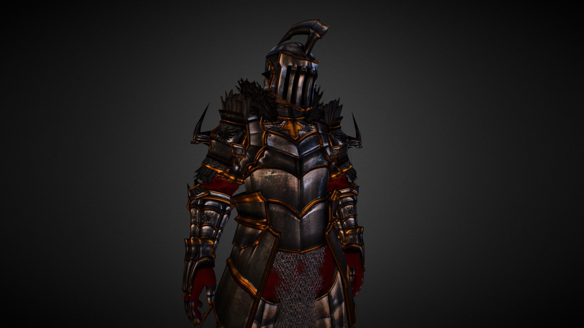 This is a past project of mine (about 3 months ago). I went for a Korean MMORPG style of armor, caring more about the looks than it's functionality.
I used many different MMORPGs and RPG games as references to make this 3d model