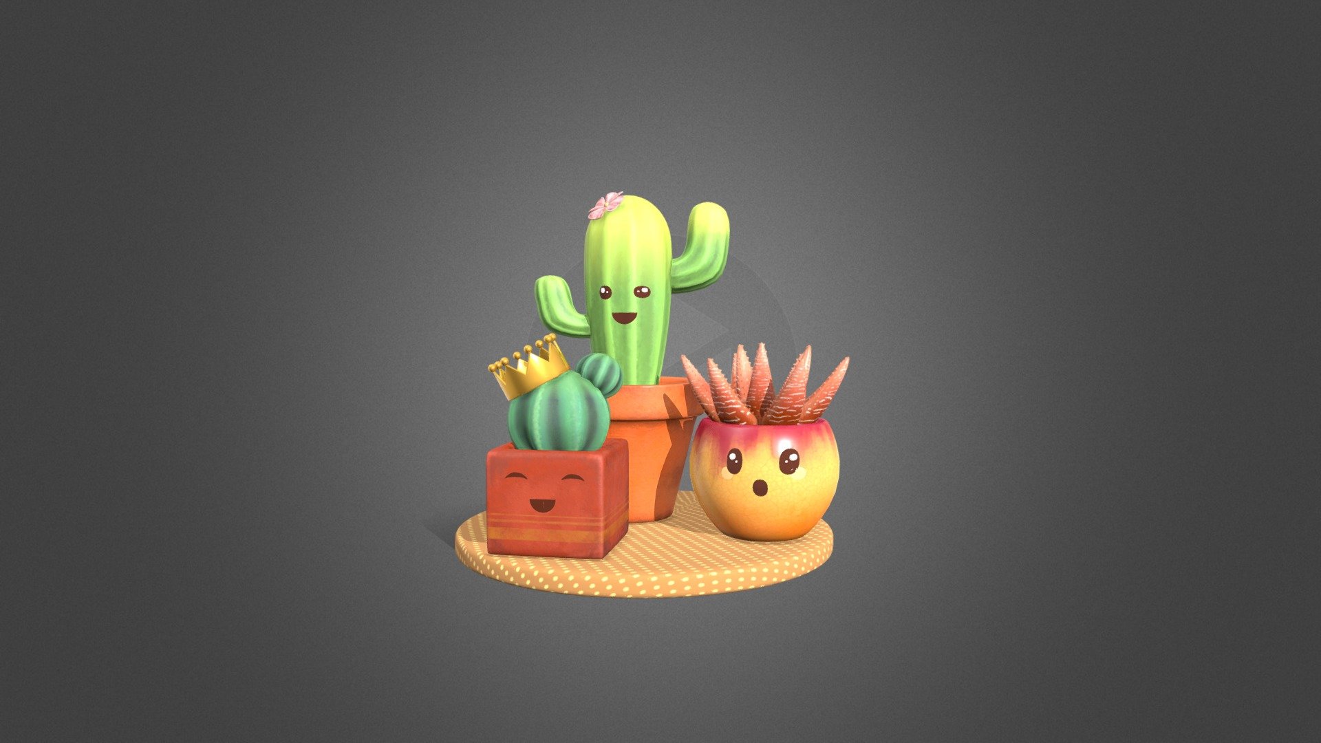 Stylized 3D cactus. Handpainted model made with Blender and textured in Substance Painter 3d model