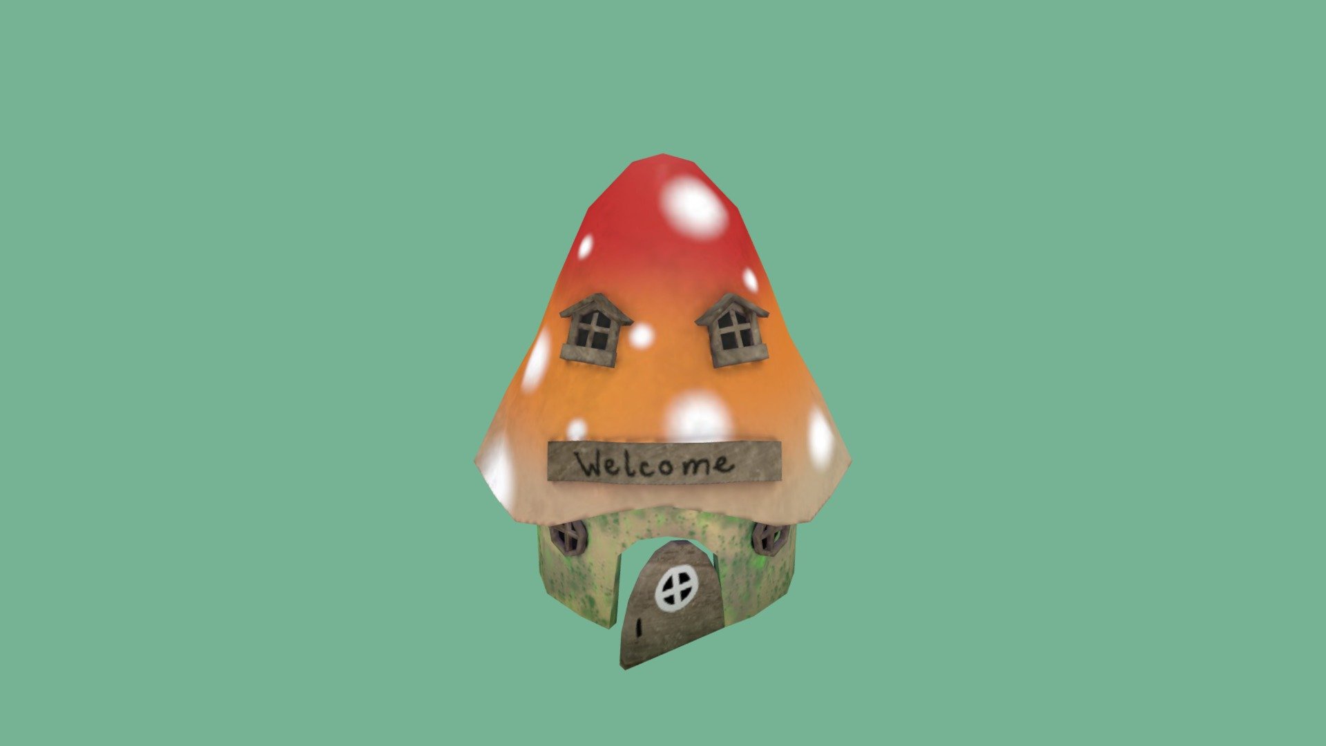 Low poly gnome mushroom house - 3D model by kusa192 3d model