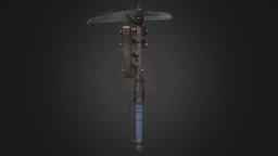 Scythe-Hammer Weapon hammer, post-apocalyptic, melee, handmade, scythe, marmoset, bladed-weapon, substancepainter, weapon, 3dsmax, gameready