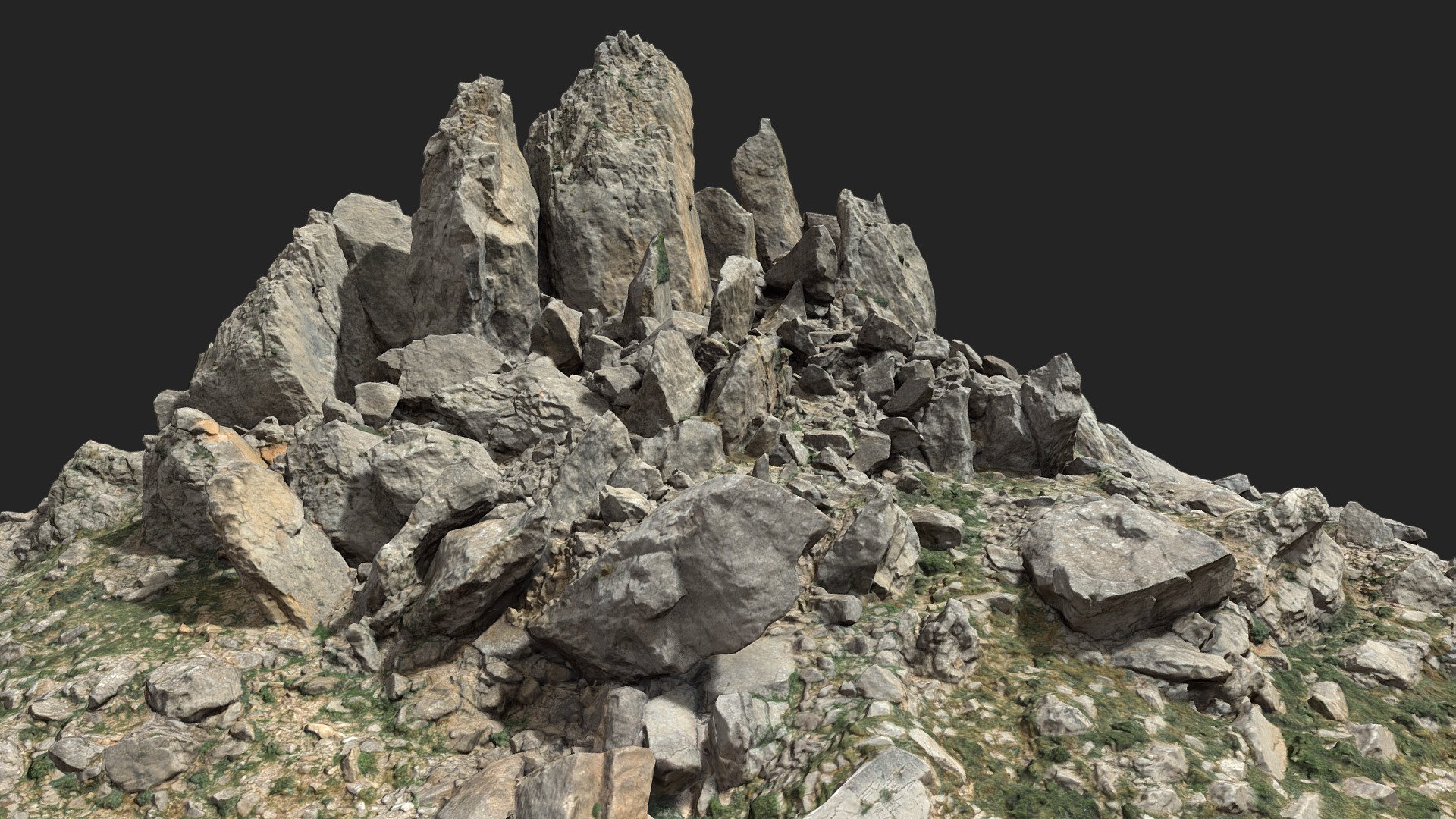 Captured in neutral lighting conditions. Feel free to rotate the lights.

Mountain cliff broken scan with 8K PBR textures: 


Albedo
Normal
Roughness
Displacement
Ambient Occlusion
Vegetation Scatter Mask

Rendered in Cycles with displacement + adaptive subdivions + vegetation:


Additional Files contain:


blender source file + packed textures
.fbx
.obj
textures 8k

Please let me know if something is not working as it should 3d model