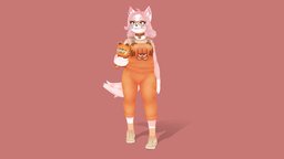 Nar the cat cat, hi, shadeless, furry, vrchat, fursona, garfield, character, unity, 3d, animated