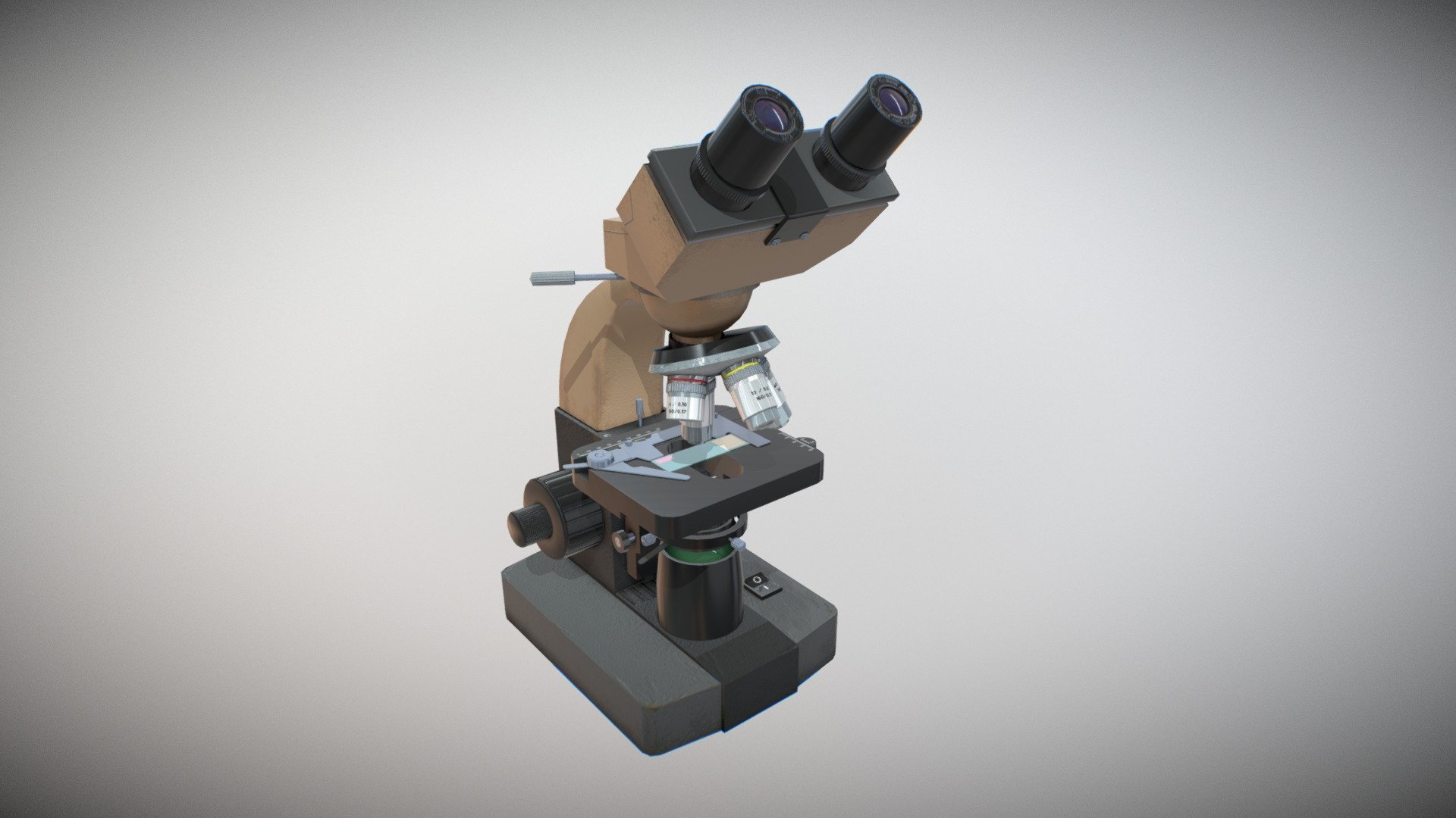 Game-ready 3D model of a binocular microscope 3d model