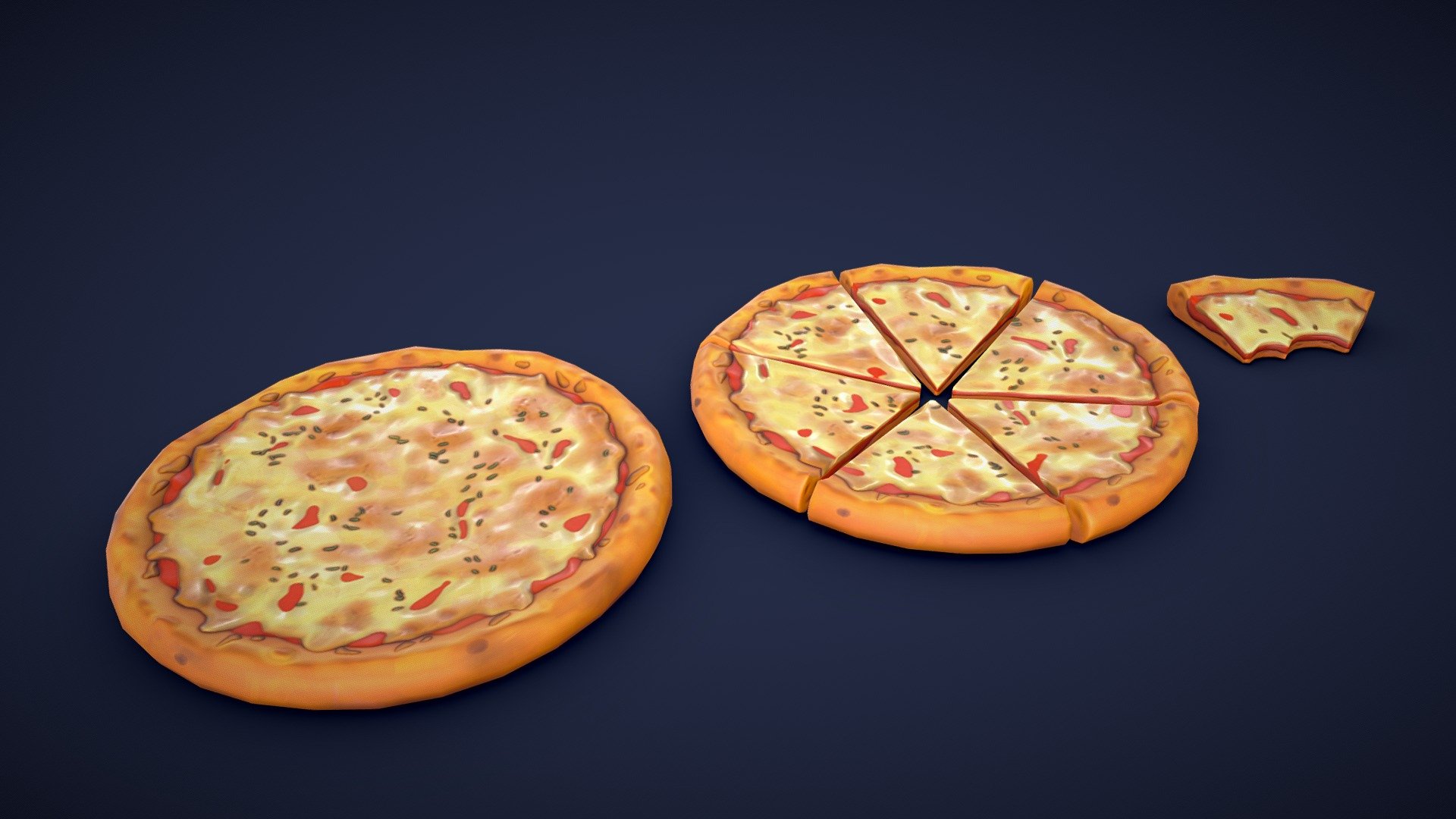 This pack includes 8 different stylized pizza assets. All models are low-poly and optimized for performance and quality. Whether you’re creating a bustling pizzeria scene or adding a unique touch to your game environment, these assets will add some detail to your project! 🍕

Model information:




Optimized low-poly assets for real-time usage.

Optimized and clean UV mapping.

2K and 4K pbr textures for the assets are included.

Compatible with Unreal Engine, Unity and similar engines.

All assets are included in a separate file as well.
 - Stylized Cheese Pizza - Low Poly - Buy Royalty Free 3D model by Lars Korden (@Lark.Art) 3d model