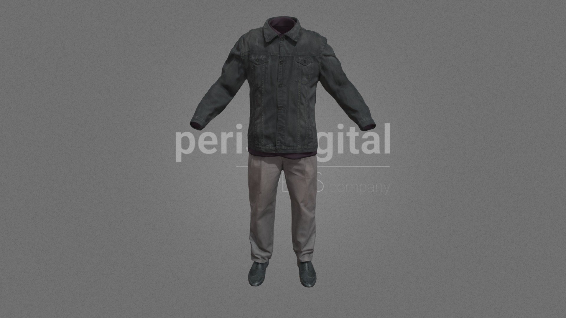 Black denim jacket, purple shirt, grey jeans trousers, black elegant shoes

PERIS DIGITAL HIGH QUALITY 3D CLOTHING They are optimized for use in medium/high poly 3D scenes and optimized for rendering. We do not include characters, but they are positioned for you to include and adjust your own character. They have a LOW Poly Mesh (LODRIG) inside the Blender file (included in the AdditionalFiles), which you can use for vertex weighting or cloth simulation and thus, make the transfer of vertices or property masks from the LOW to the HIGH model. We have included in Additional Files, the texture maps in high resolution, as well as the Displacement maps in high resolution too, so you can perform extreme point of view with your 3D cameras. With the Blender file (included in AdditionalFiles) you will be able to edit any aspect of the set . Enjoy it!

Web: https://peris.digital/ - 80s Fashion Series - Man 30 - 3D model by Peris Digital (@perisdigital) 3d model