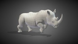 Rhinoceros Base Mesh elephant, topology, rigging, africa, basemesh, rhino, wild, mammal, rhinoceros, zoo, realistic, wildlife, base-model, rigged-character, low-poly, lowpoly, animal, monster, rigged, subdividable