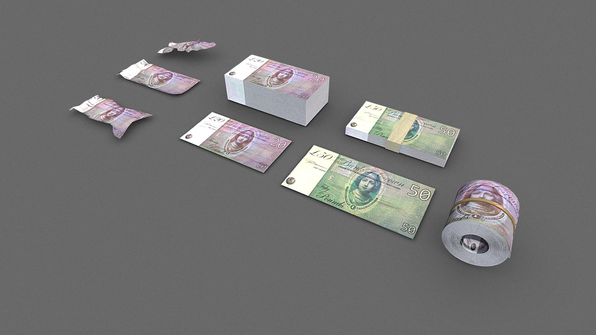 Custom made money stacks, really handy prop to scatter around your environment without copyright issues. 

PBR textures @2k - Money packs - Download Free 3D model by Sousinho 3d model