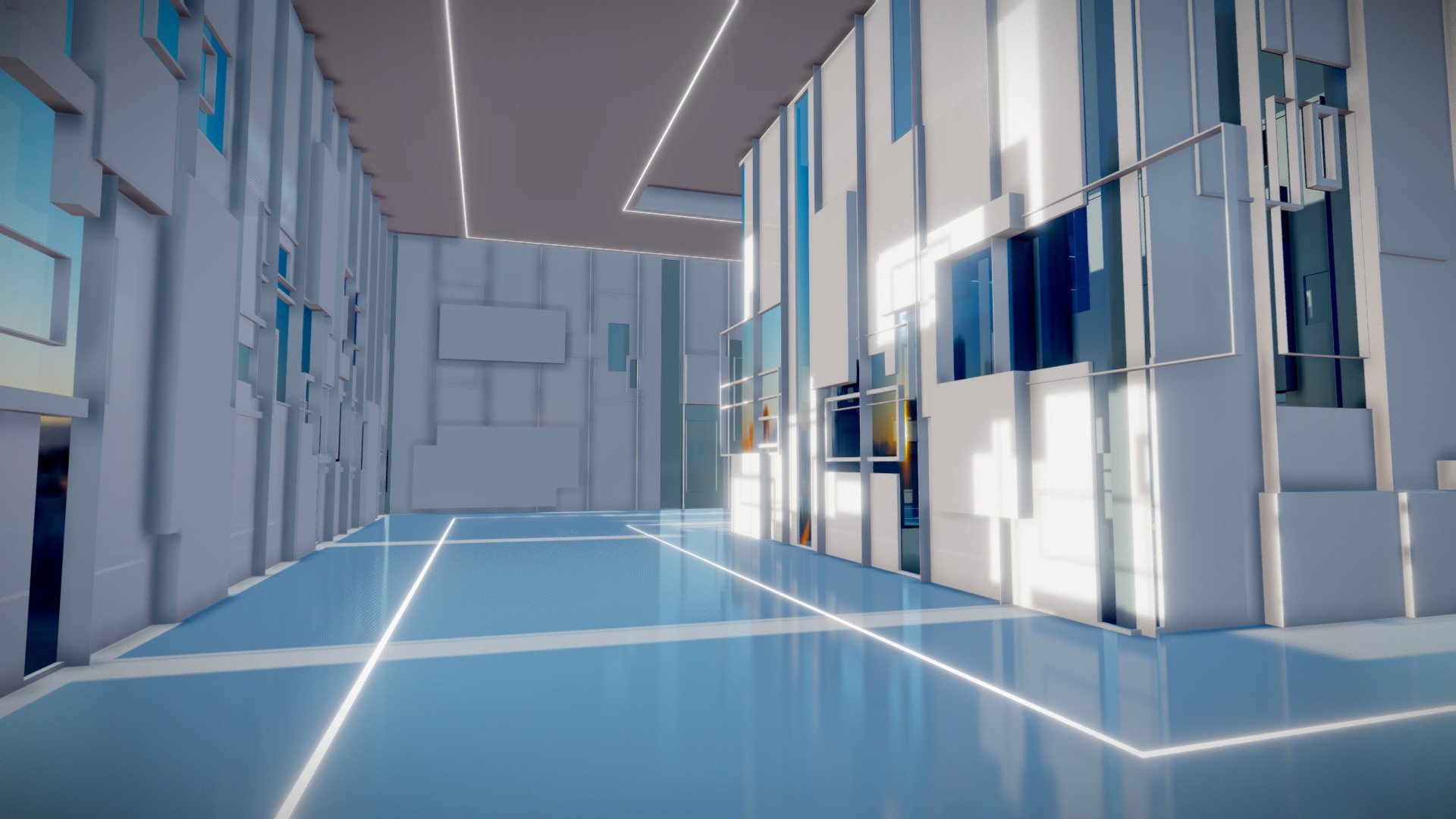 Detailed futuristic interior scene. Low poly and sutitable for real-time applications 3d model