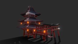 Temple on the sea, WIP in, japan, work, progress, retribution, non, ryuu, senshi, 3dsmax, model, free, textured, download, temple, japanese